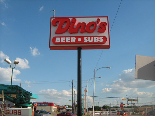 Pole Signs in Dallas TX | Hancock Signs in Arlington TX | Dino’s Custom Pole Sign in Dallas