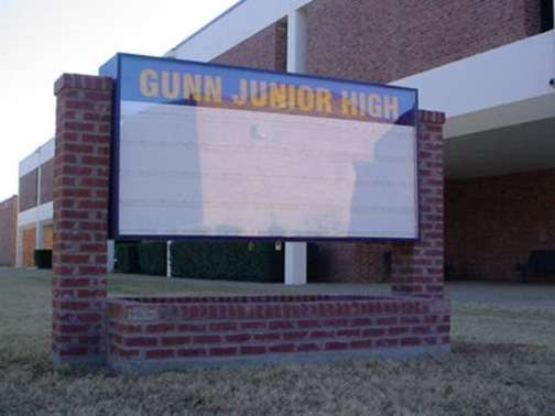 School Signs in Dallas TX and Surrounding Areas | Hancock Sign Company | Gunn Junior High’s School Sign
